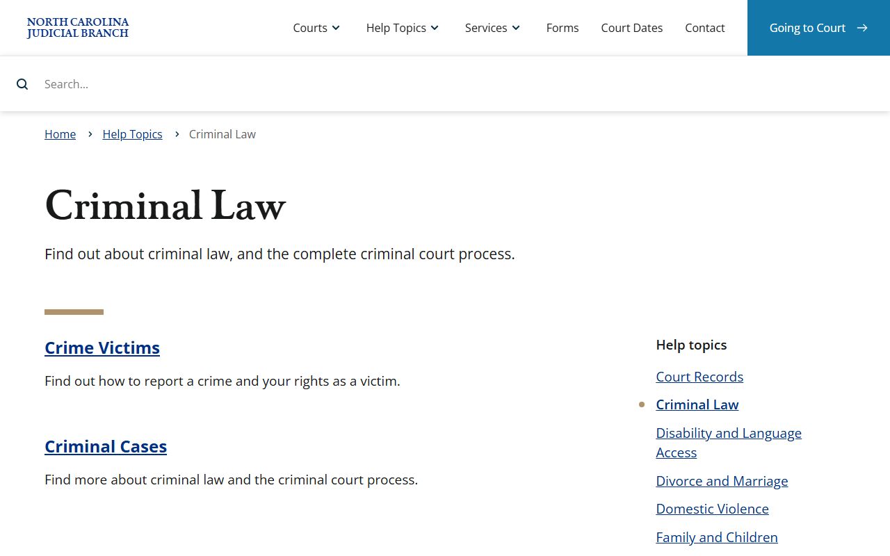 Johnston County criminal court records criminal law help topic