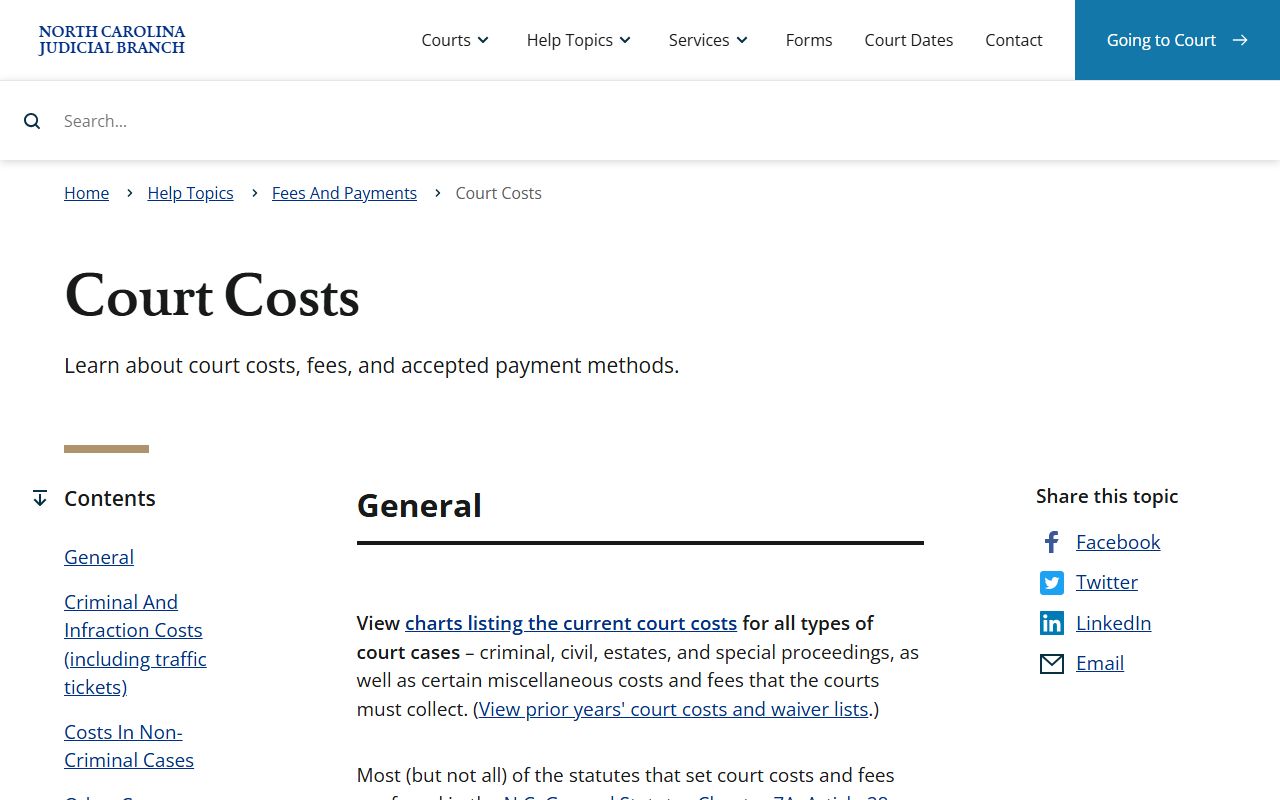 Johnston County court records costs and payment information