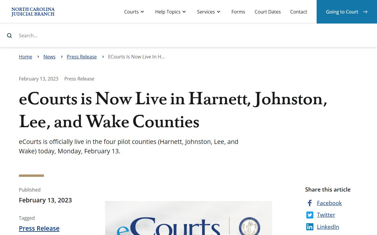 Johnston County court records eCourts launch news