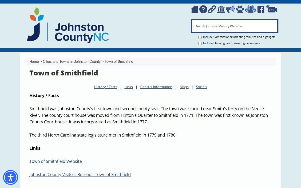 Johnston County court records Smithfield courthouse history source