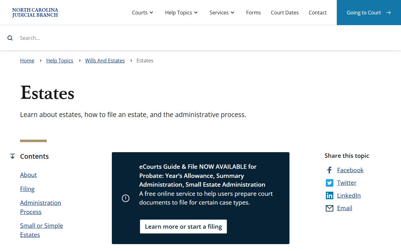 Johnston County probate records official estates page